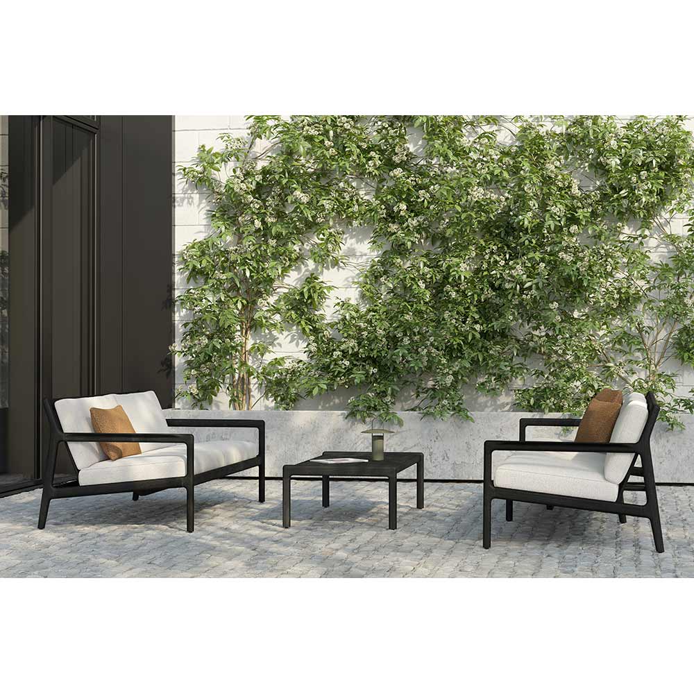 Jack Outdoor 2 Seater Sofa - Black Teak, Off White - Image 4