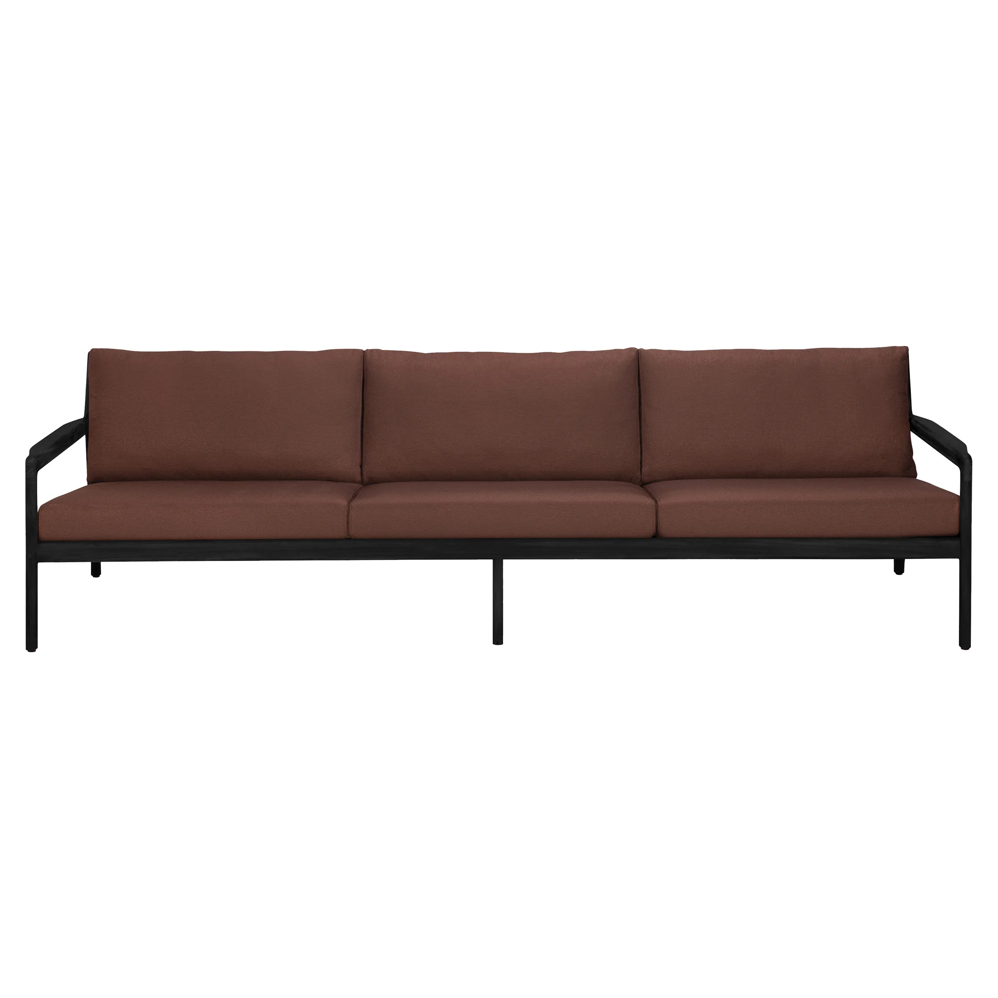 Jack Outdoor 3 Seater Sofa - Black Teak, Burgundy - Image 2