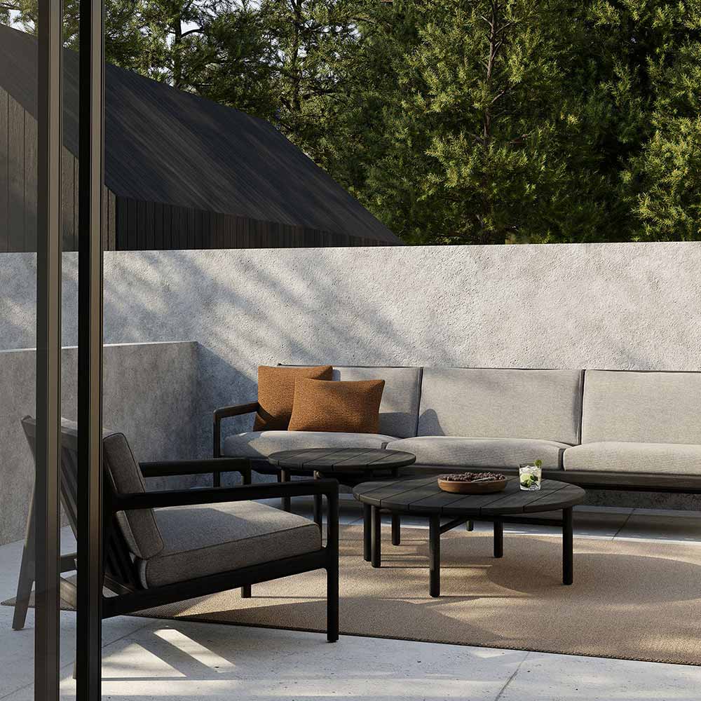 Jack Outdoor 3 Seater Sofa - Black Teak, Mocha - Image 7