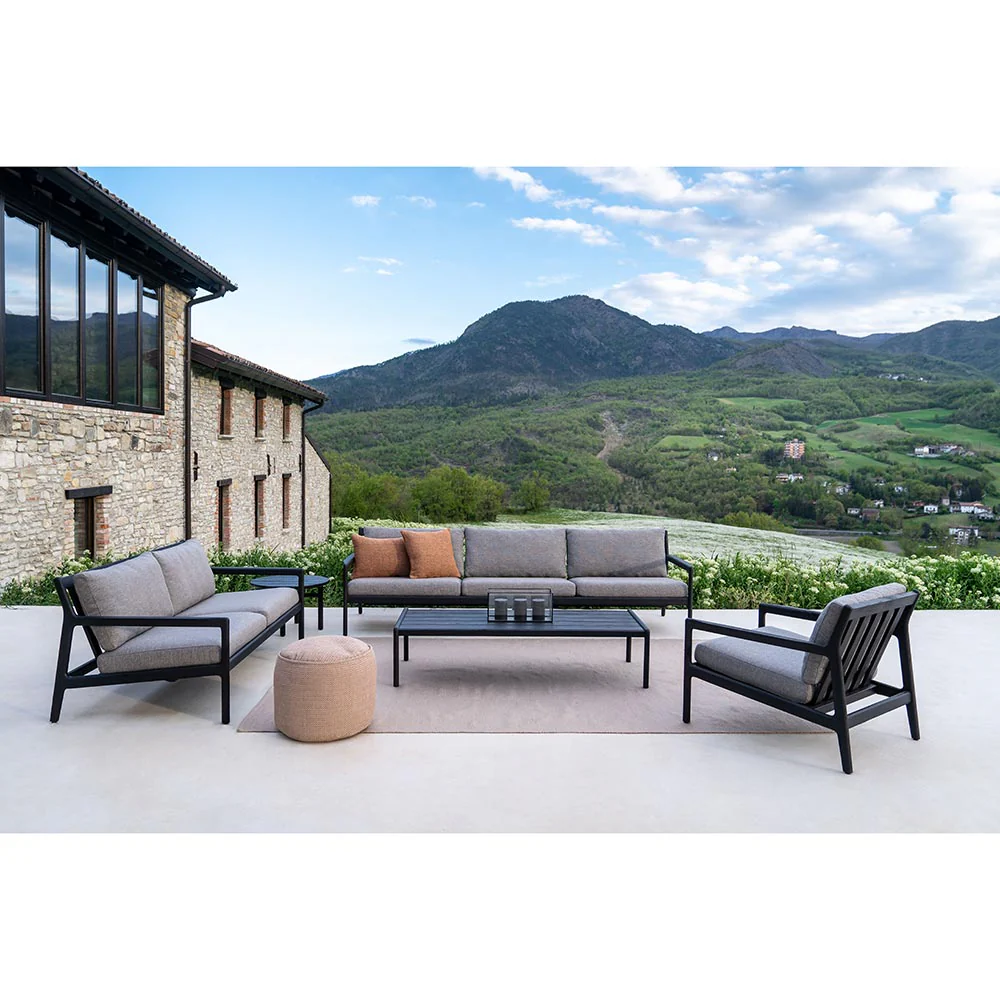 Jack Outdoor 3 Seater Sofa - Black Teak, Mocha - Image 4