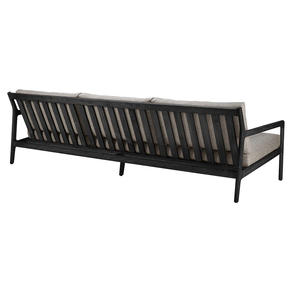 Jack Outdoor 3 Seater Sofa - Black Teak, Mocha - Image 3
