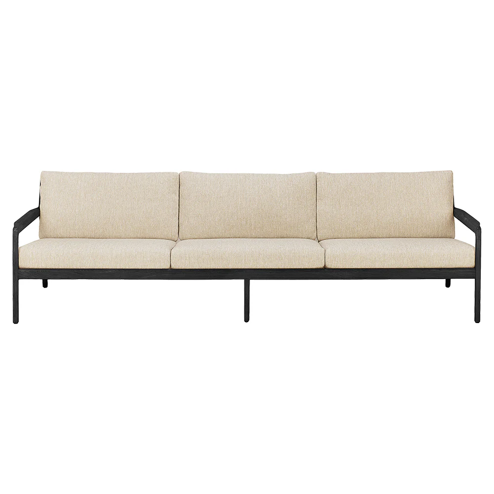 Jack Outdoor 3 Seater Sofa - Black Teak, Natural - Image 2
