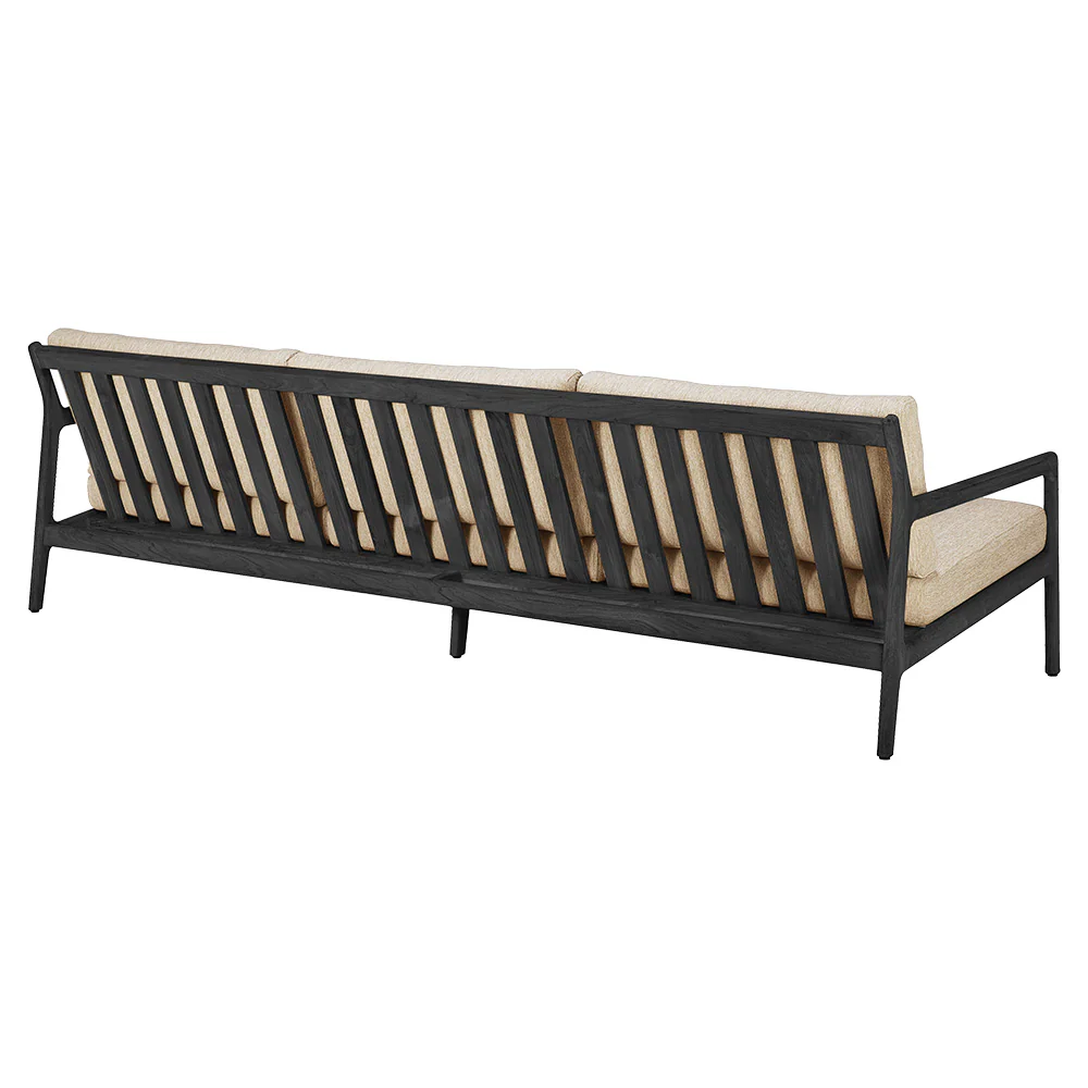 Jack Outdoor 3 Seater Sofa - Black Teak, Natural - Image 3