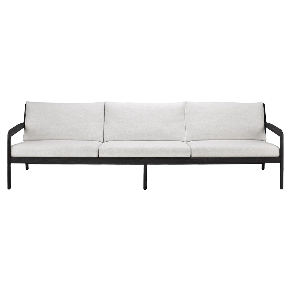 Jack Outdoor 3 Seater Sofa - Black Teak, Off White - Image 2