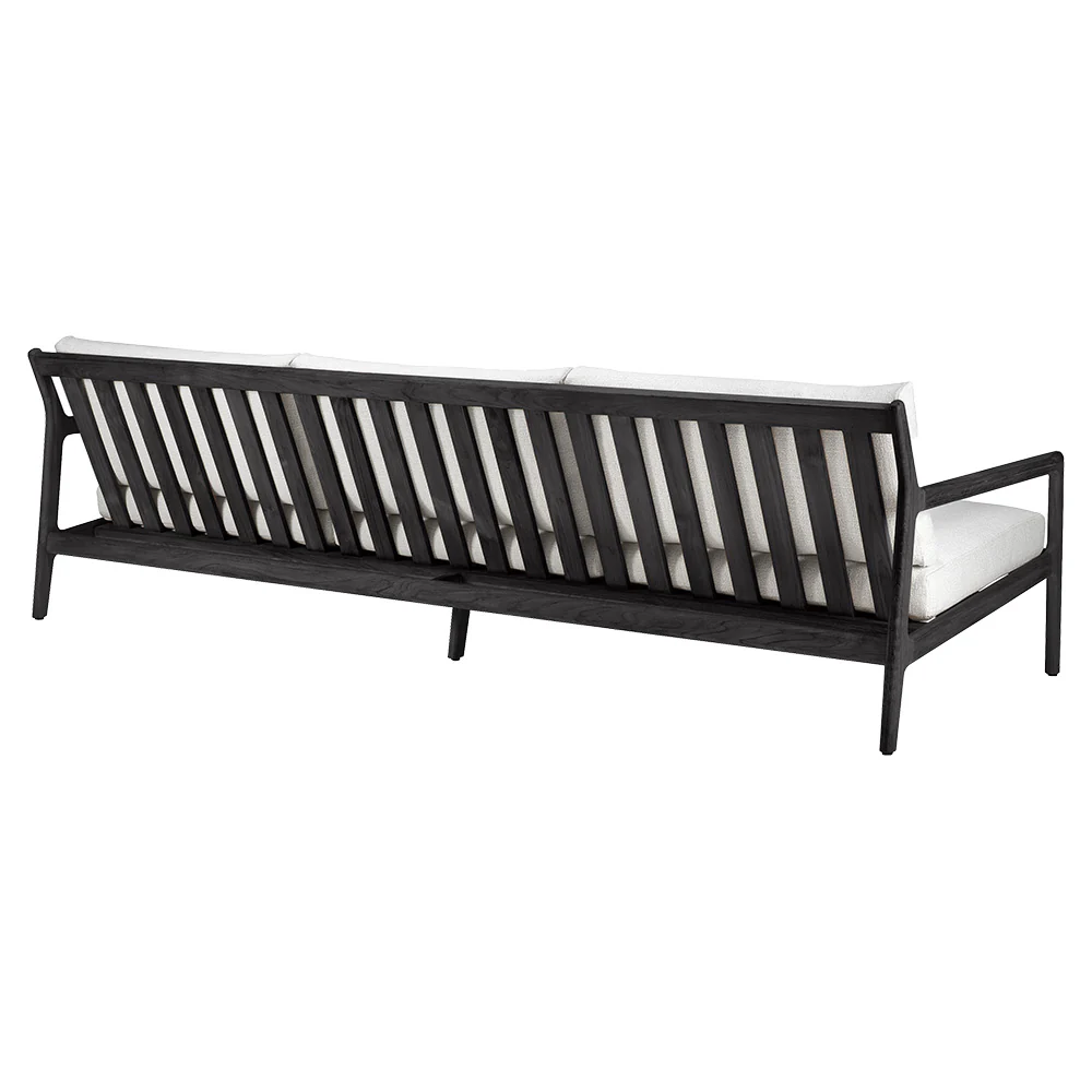 Jack Outdoor 3 Seater Sofa - Black Teak, Off White - Image 3