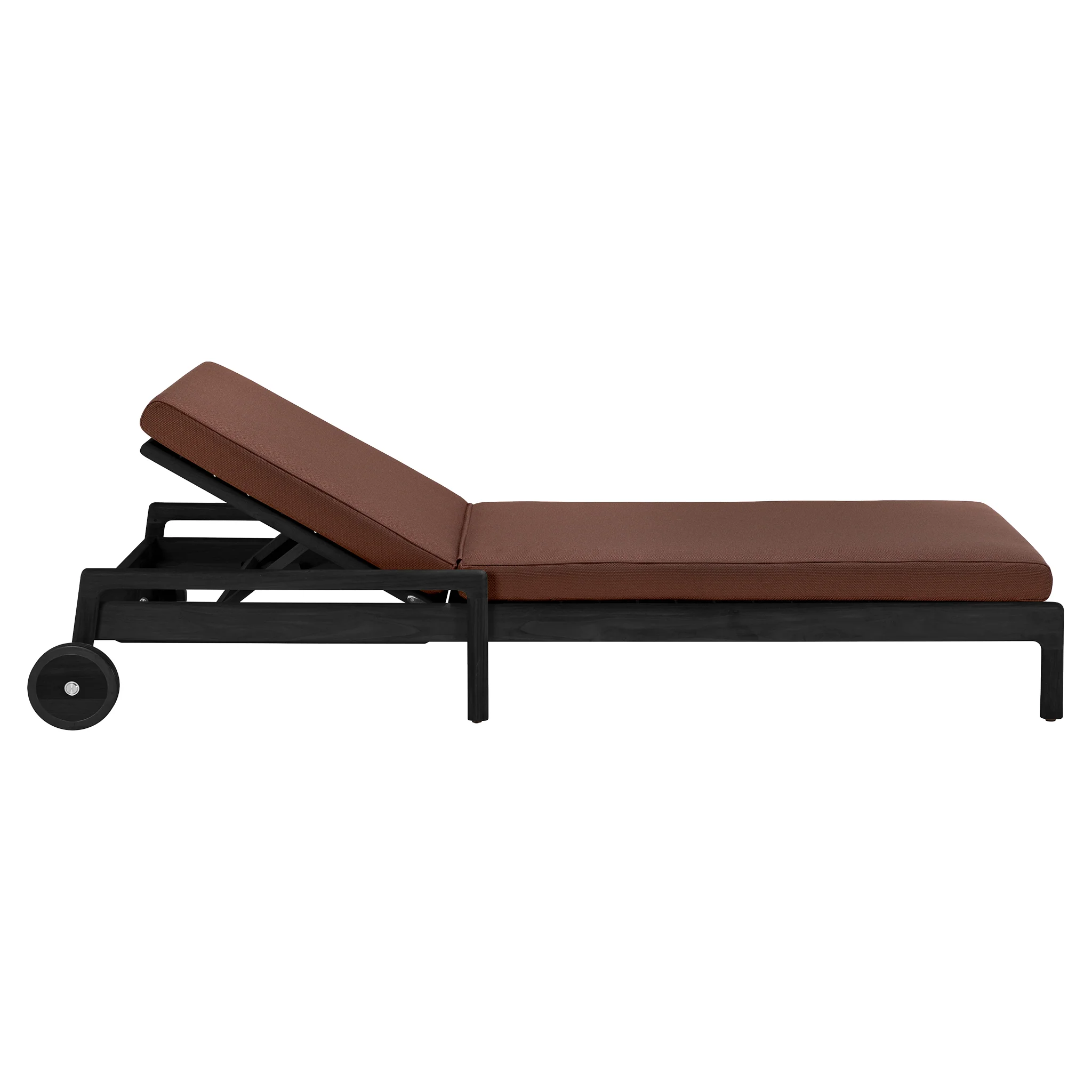 Jack Outdoor Adjustable Lounger - Black Teak, Burgundy - Image 2