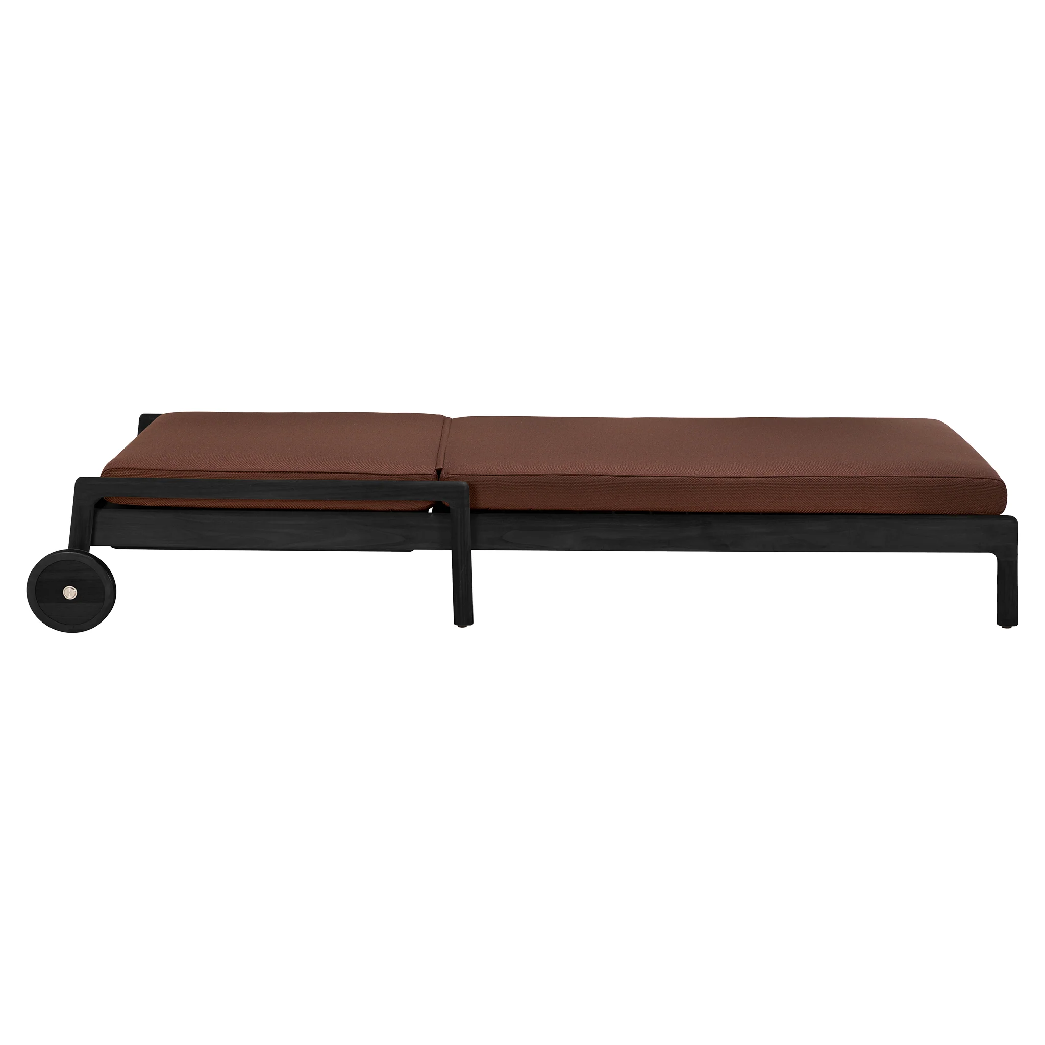 Jack Outdoor Adjustable Lounger - Black Teak, Burgundy - Image 3