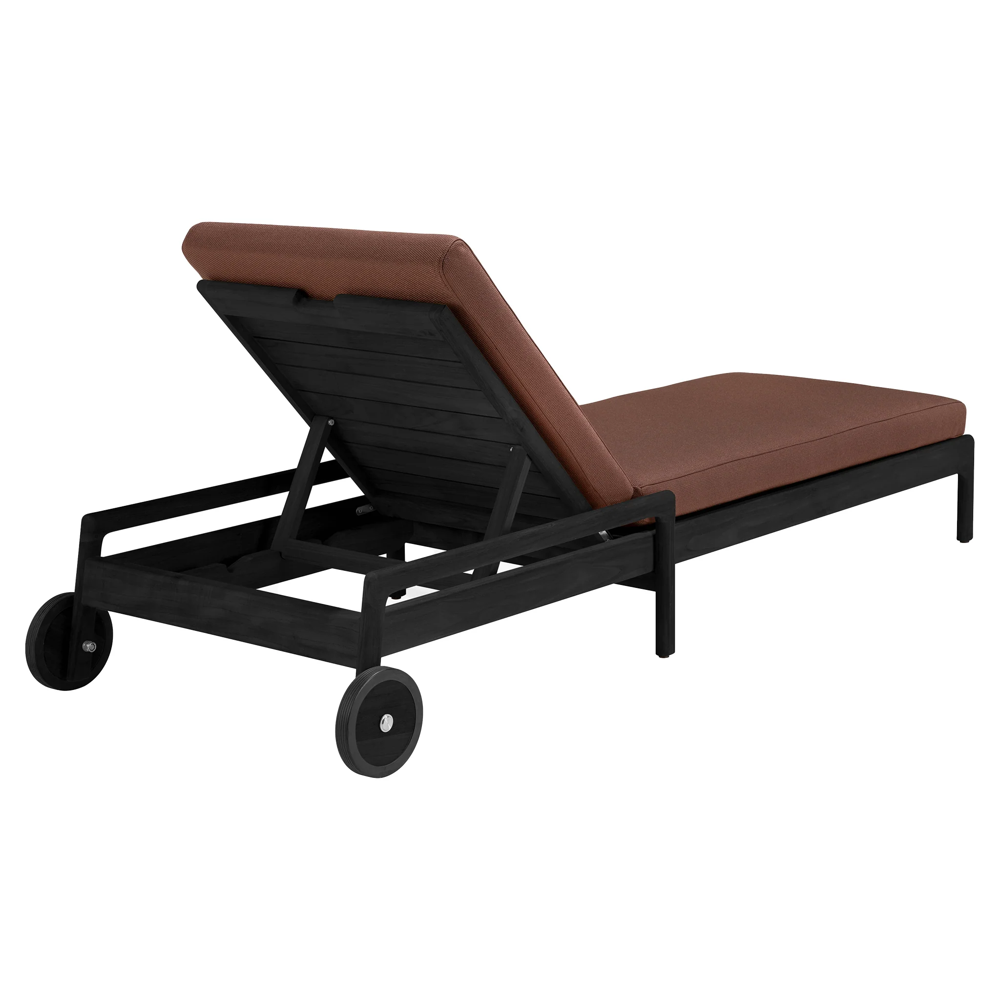 Jack Outdoor Adjustable Lounger - Black Teak, Burgundy - Image 4