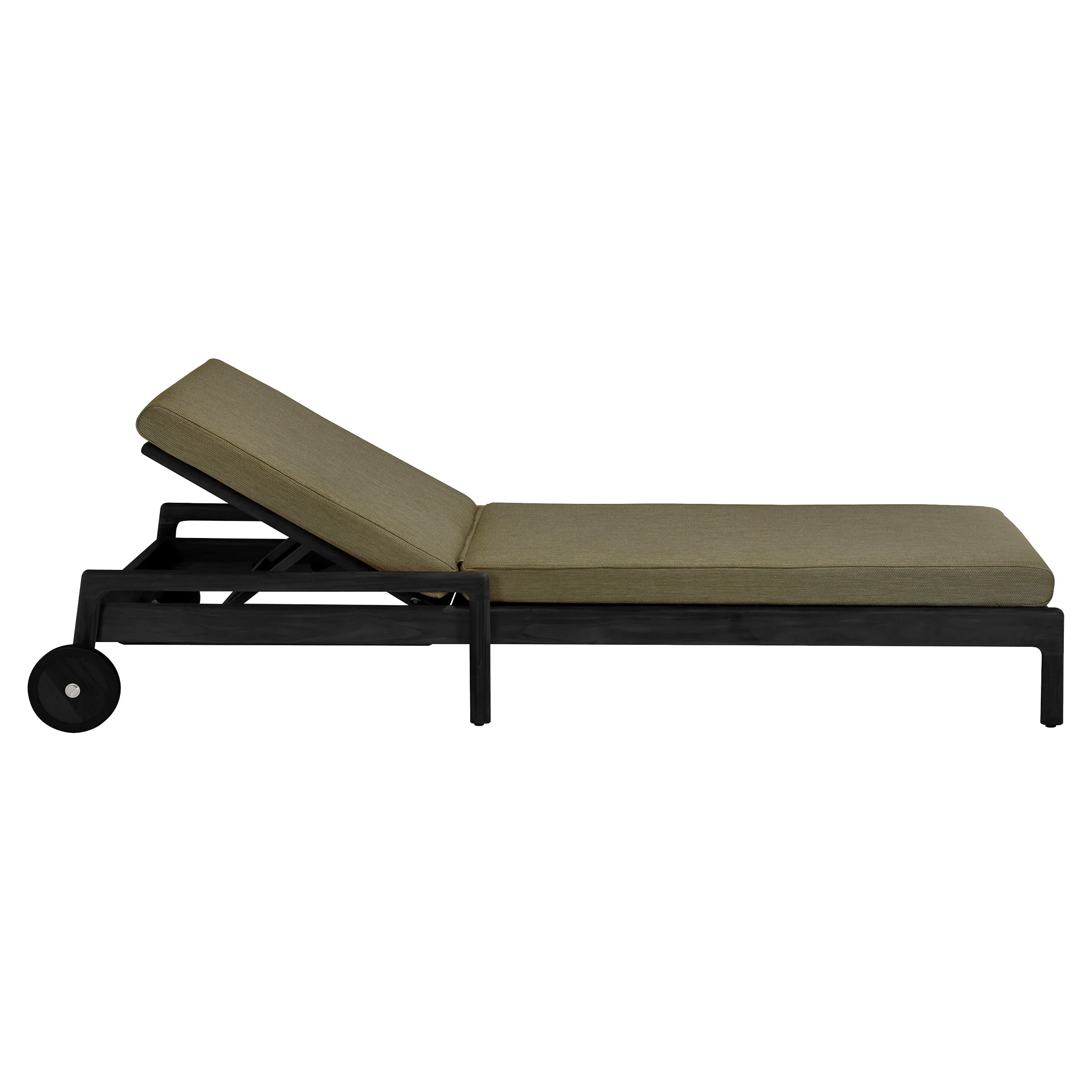 Jack Outdoor Adjustable Lounger - Black Teak, Green - Image 2