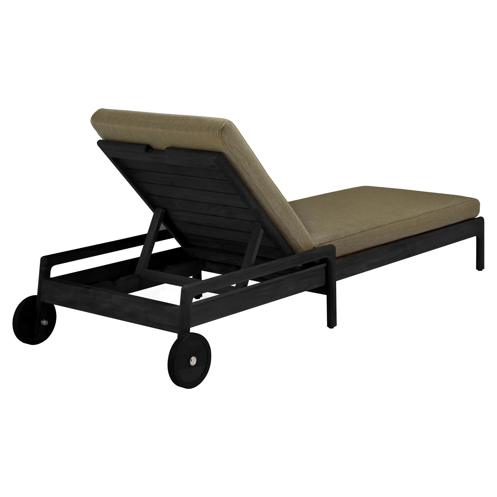 Jack Outdoor Adjustable Lounger - Black Teak, Green - Image 4
