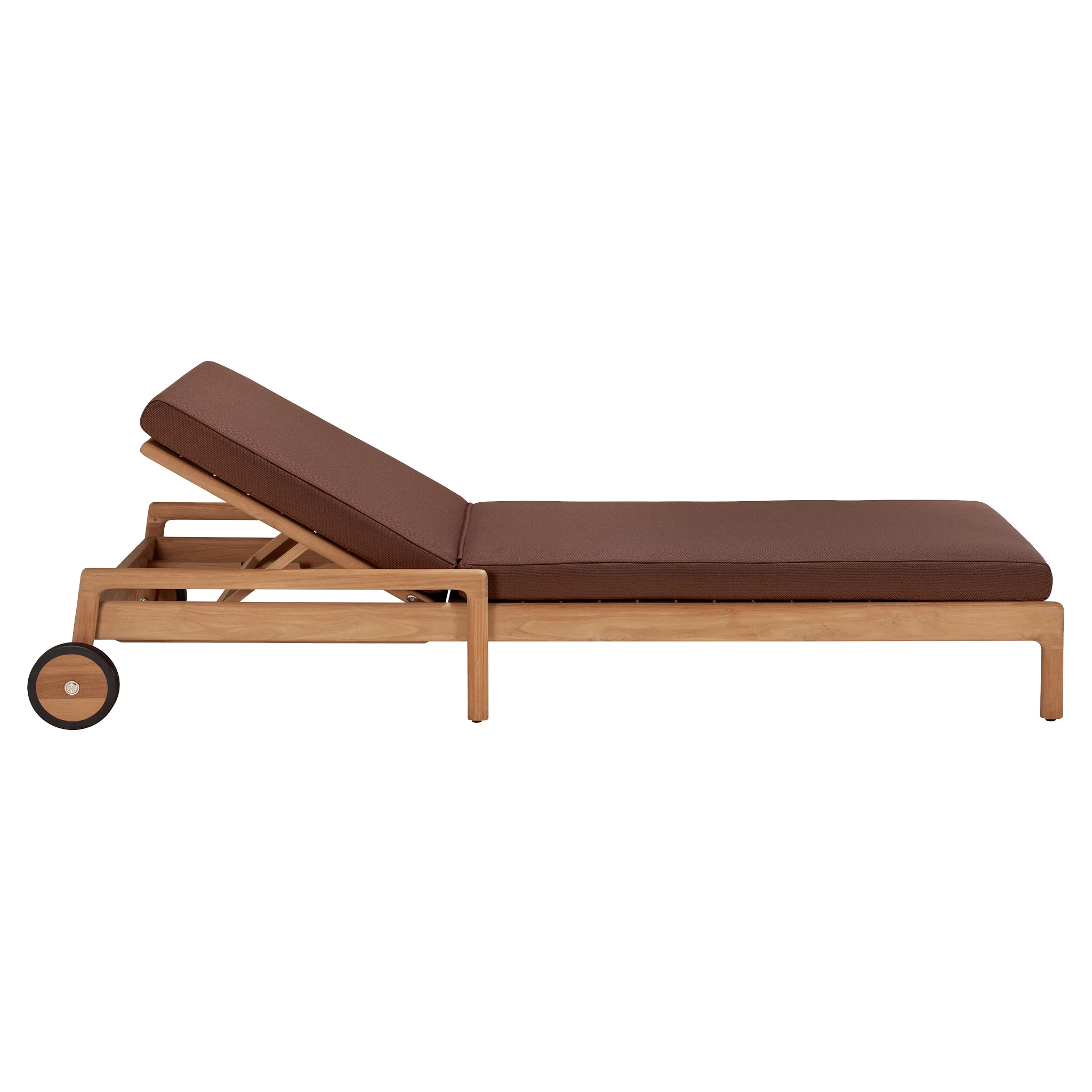 Jack Outdoor Adjustable Lounger - Teak, Burgundy - Image 2