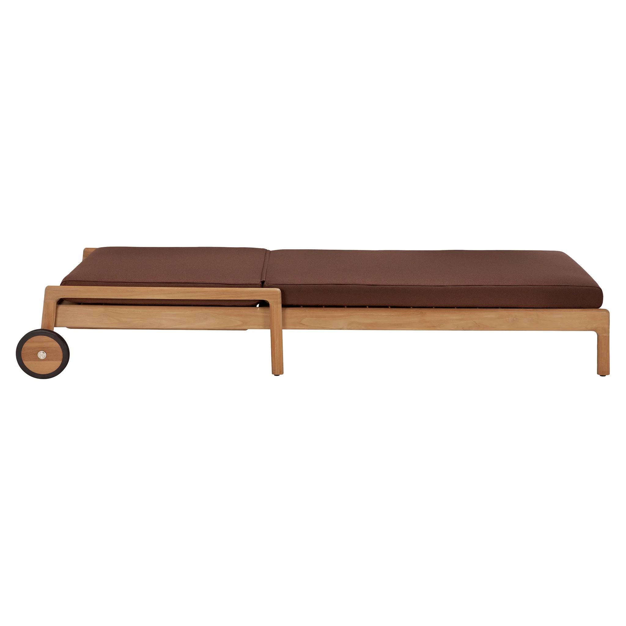 Jack Outdoor Adjustable Lounger - Teak, Burgundy - Image 3
