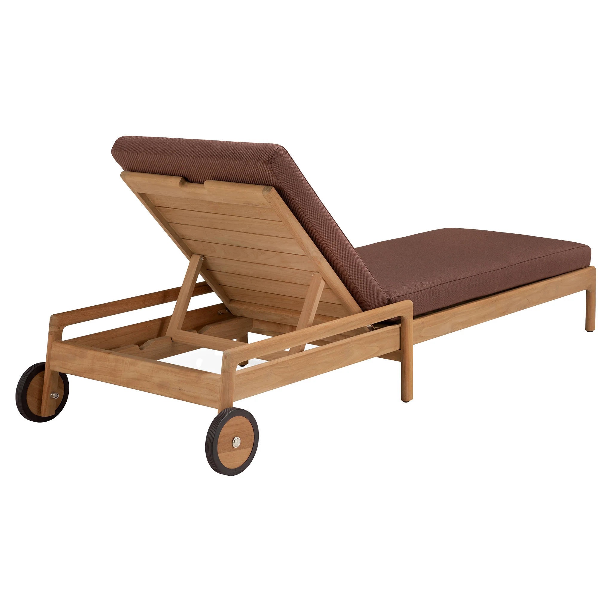 Jack Outdoor Adjustable Lounger - Teak, Burgundy - Image 4