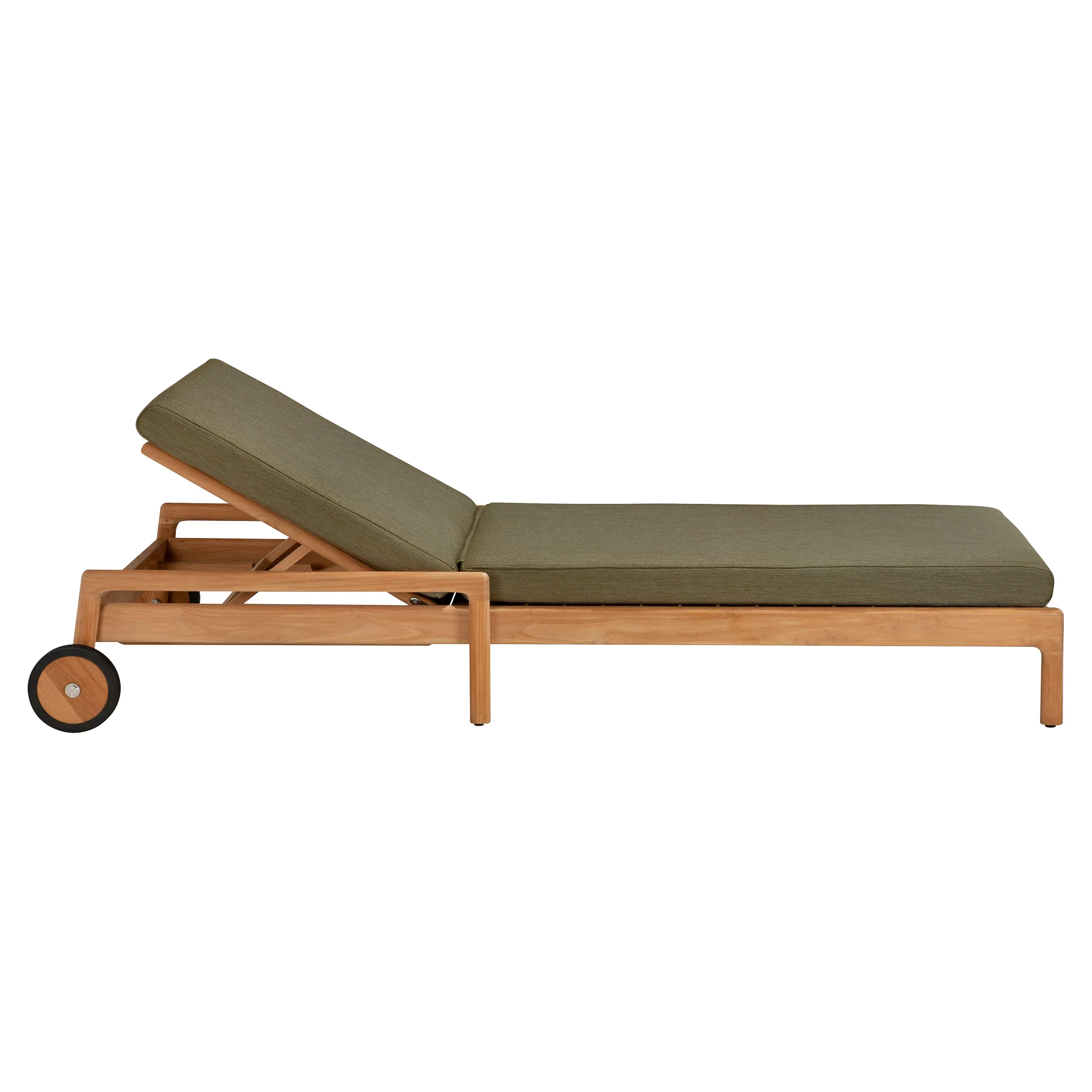 Jack Outdoor Adjustable Lounger - Teak, Green - Image 2