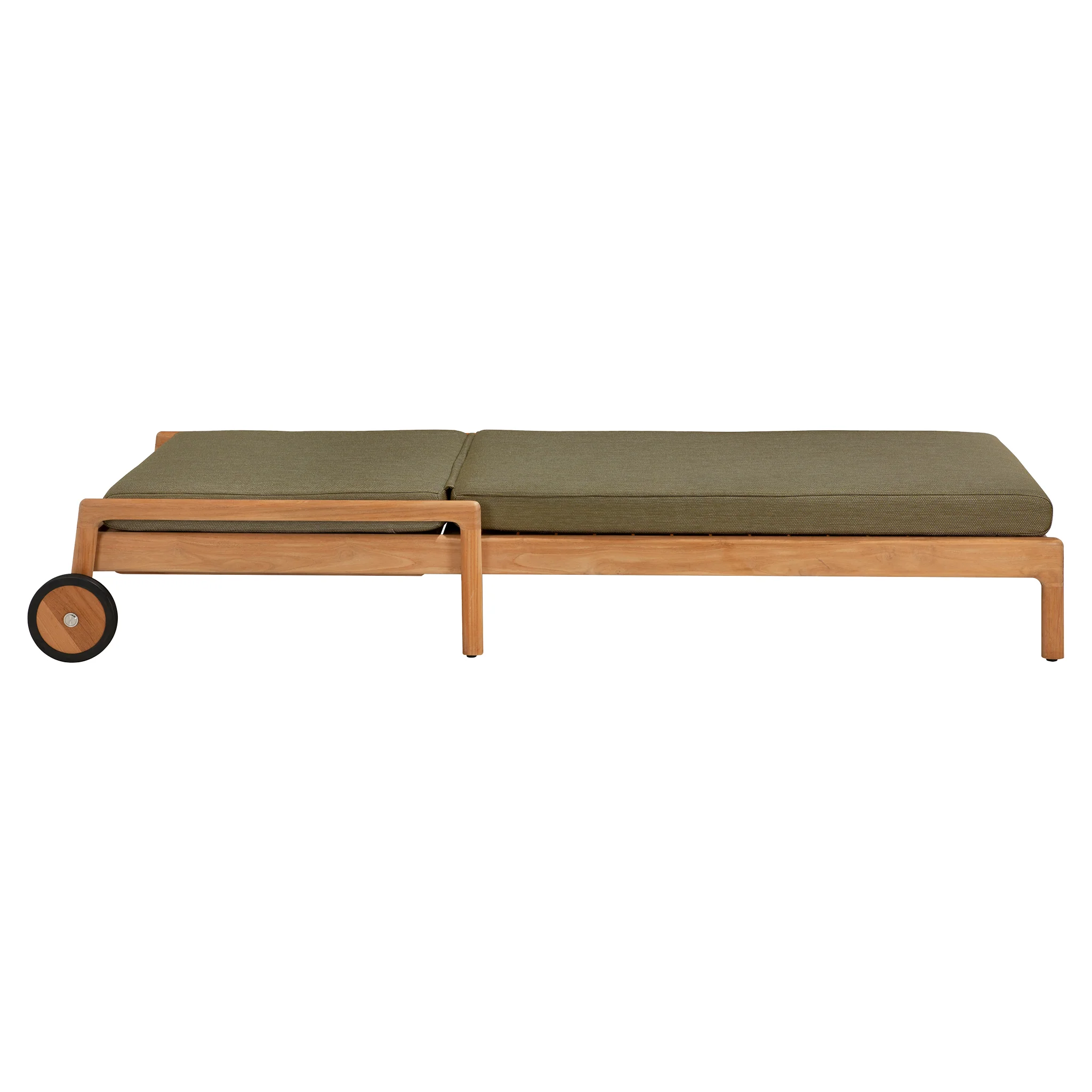 Jack Outdoor Adjustable Lounger - Teak, Green - Image 3