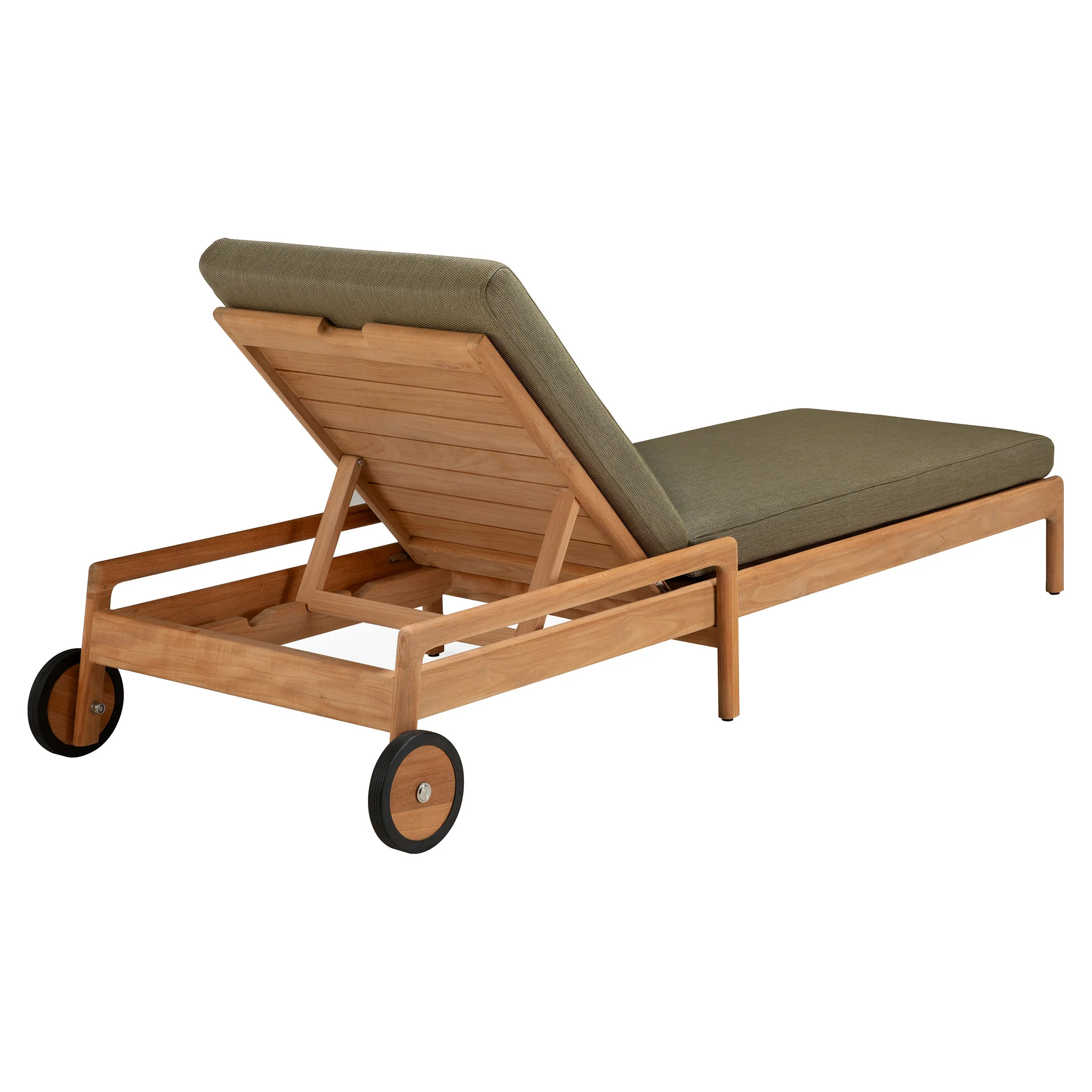 Jack Outdoor Adjustable Lounger - Teak, Green - Image 4