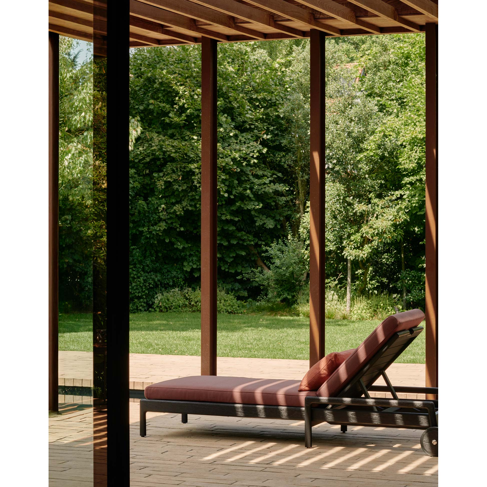 Jack Outdoor Adjustable Lounger - Teak, Green - Image 8