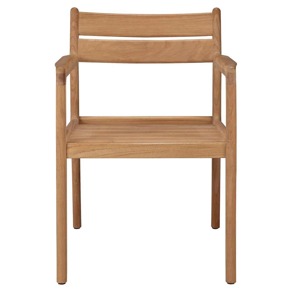 Jack Outdoor Dining Chair with Armrest - Teak - Image 2