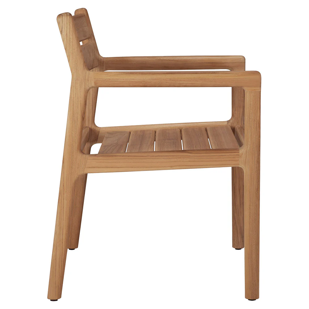 Jack Outdoor Dining Chair with Armrest - Teak - Image 3
