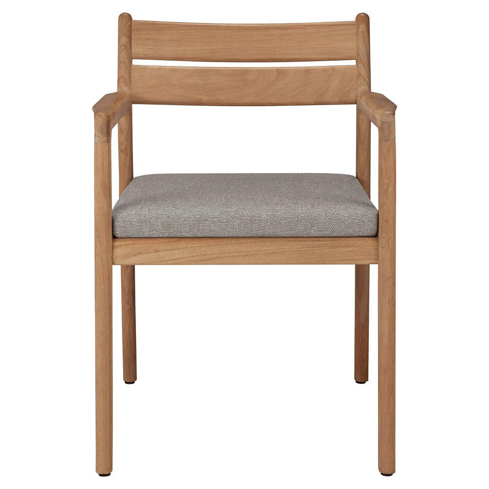 Jack Outdoor Dining Chair with Armrest - Teak, Mocha Cushion - Image 2