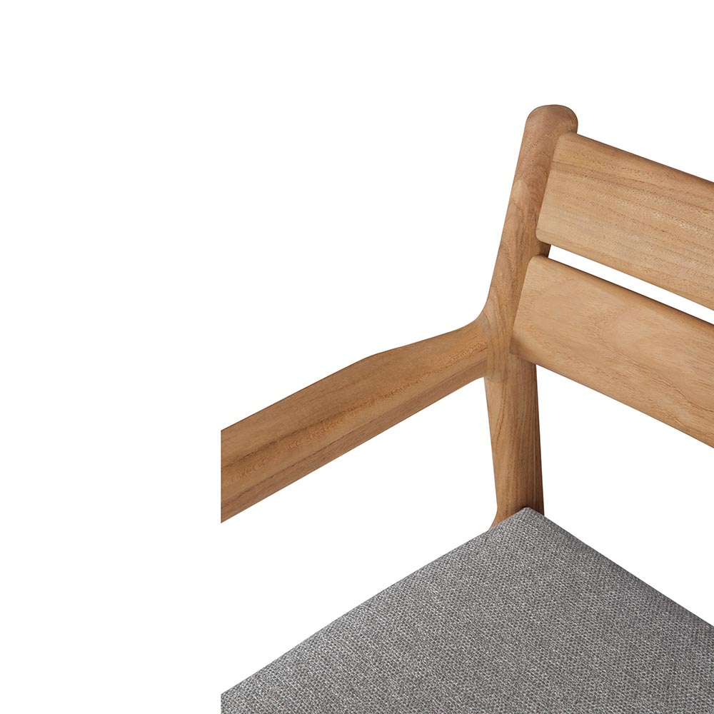 Jack Outdoor Dining Chair with Armrest - Teak, Mocha Cushion - Image 4