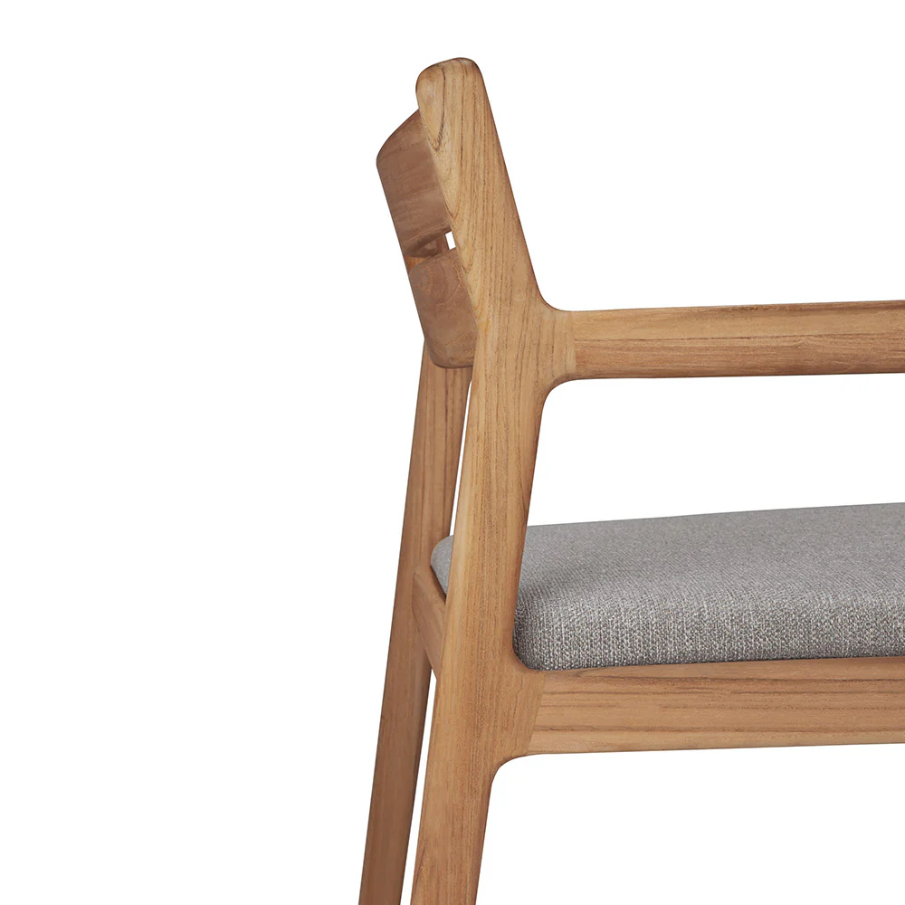 Jack Outdoor Dining Chair with Armrest - Teak, Mocha Cushion - Image 5
