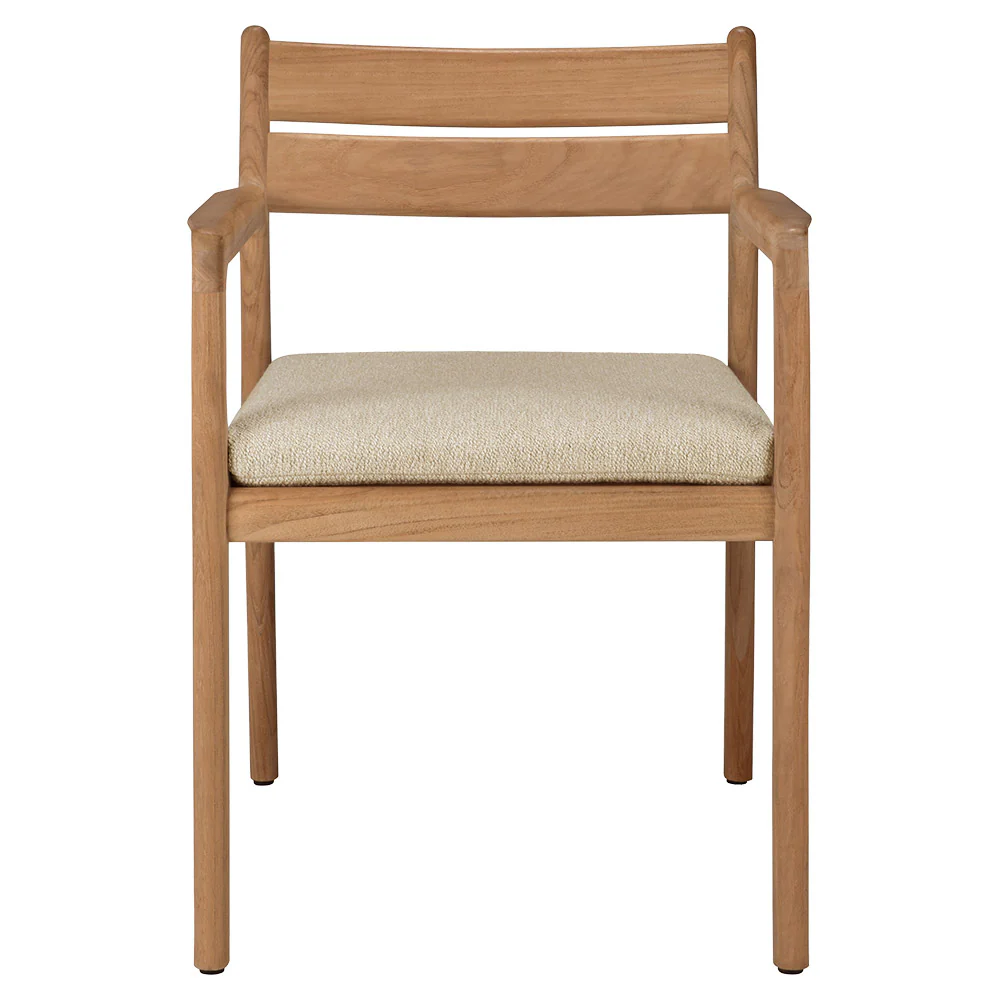 Jack Outdoor Dining Chair with Armrest - Teak, Natural Cushion - Image 2