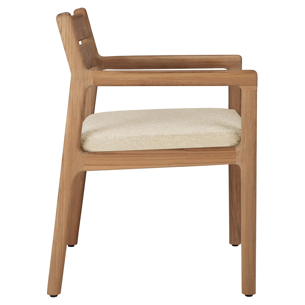 Jack Outdoor Dining Chair with Armrest - Teak, Natural Cushion - Image 3
