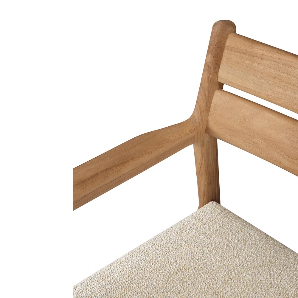 Jack Outdoor Dining Chair with Armrest - Teak, Natural Cushion - Image 4