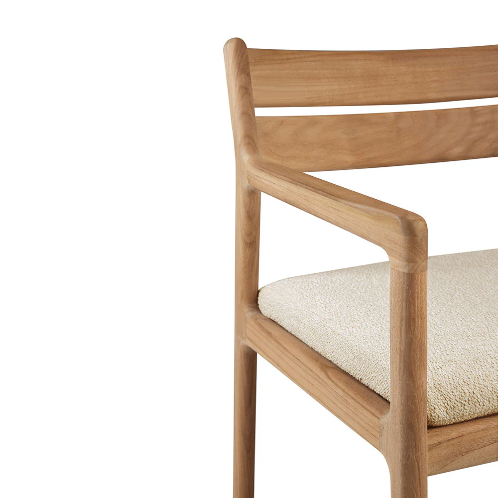 Jack Outdoor Dining Chair with Armrest - Teak, Natural Cushion - Image 5