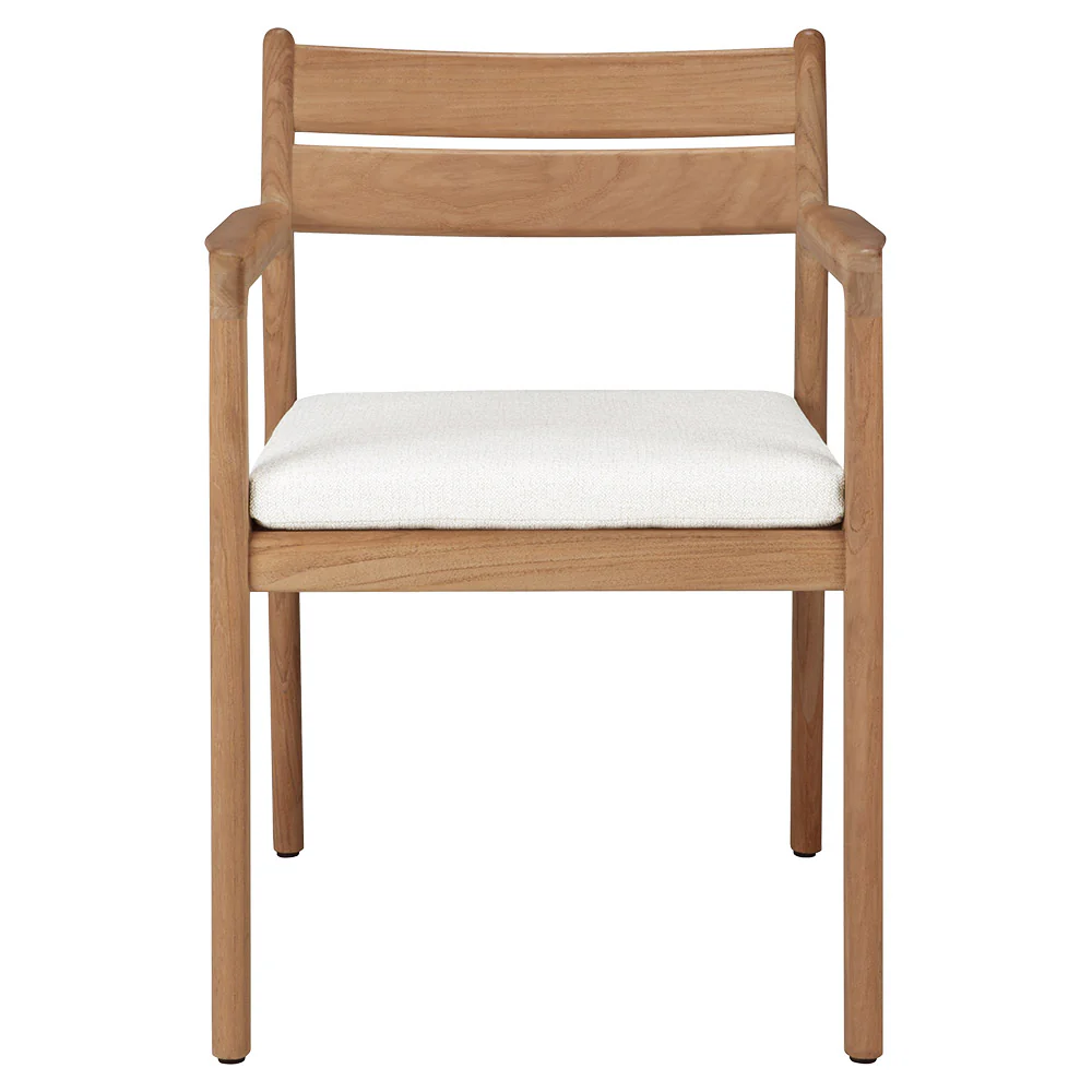 Jack Outdoor Dining Chair with Armrest - Teak, Off White Cushion - Image 2