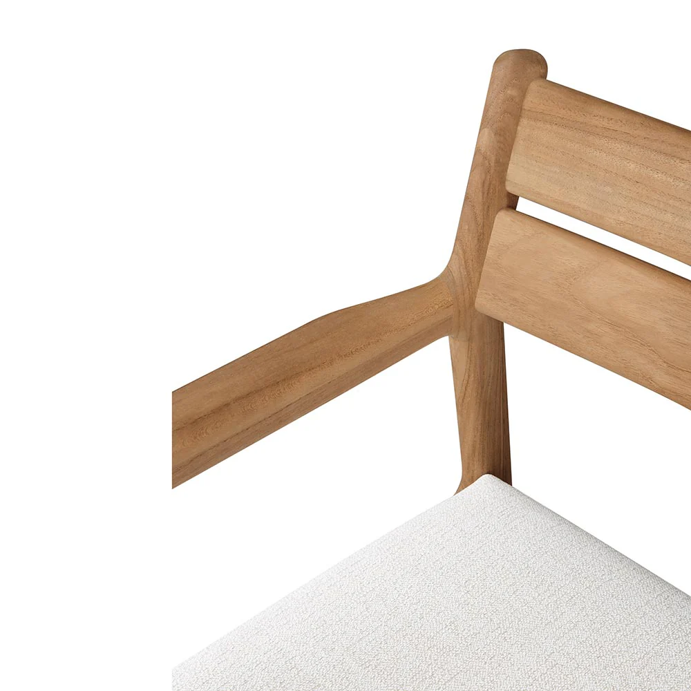 Jack Outdoor Dining Chair with Armrest - Teak, Off White Cushion - Image 4