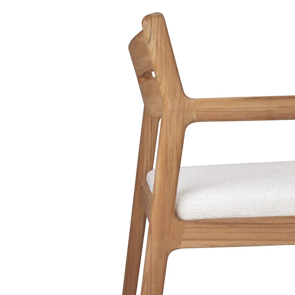 Jack Outdoor Dining Chair with Armrest - Teak, Off White Cushion - Image 5