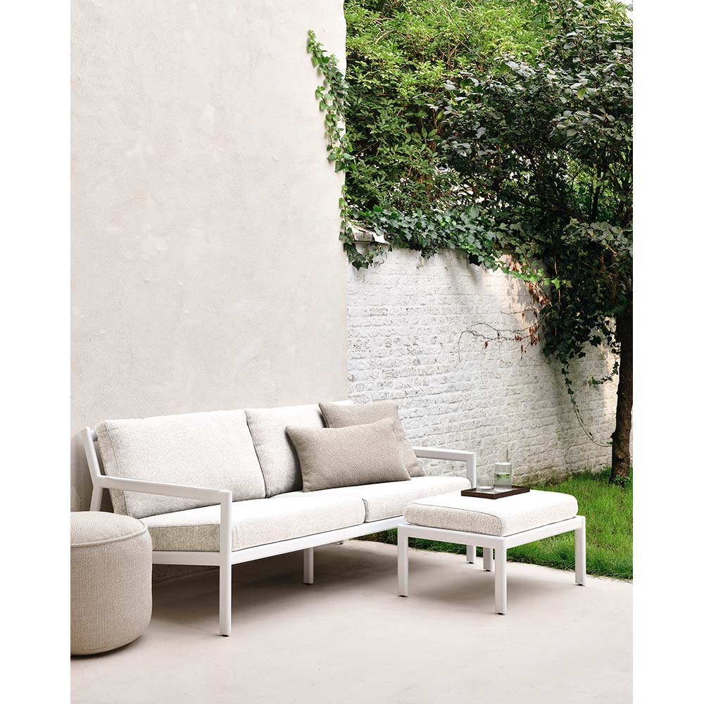 Jack Outdoor Footstool - Aluminum, Off White - Image 5