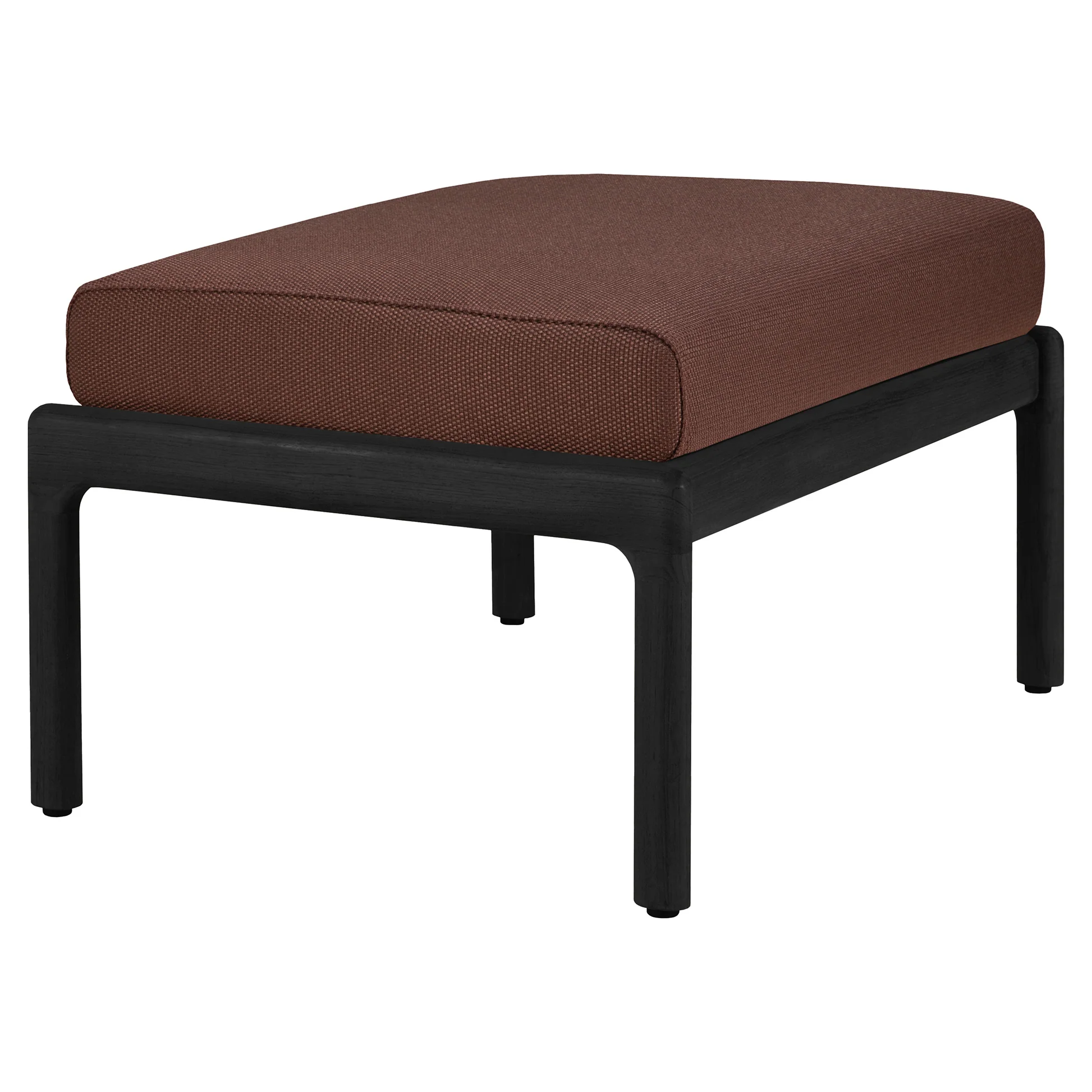 Jack Outdoor Footstool - Black Teak, Burgundy - Image 2