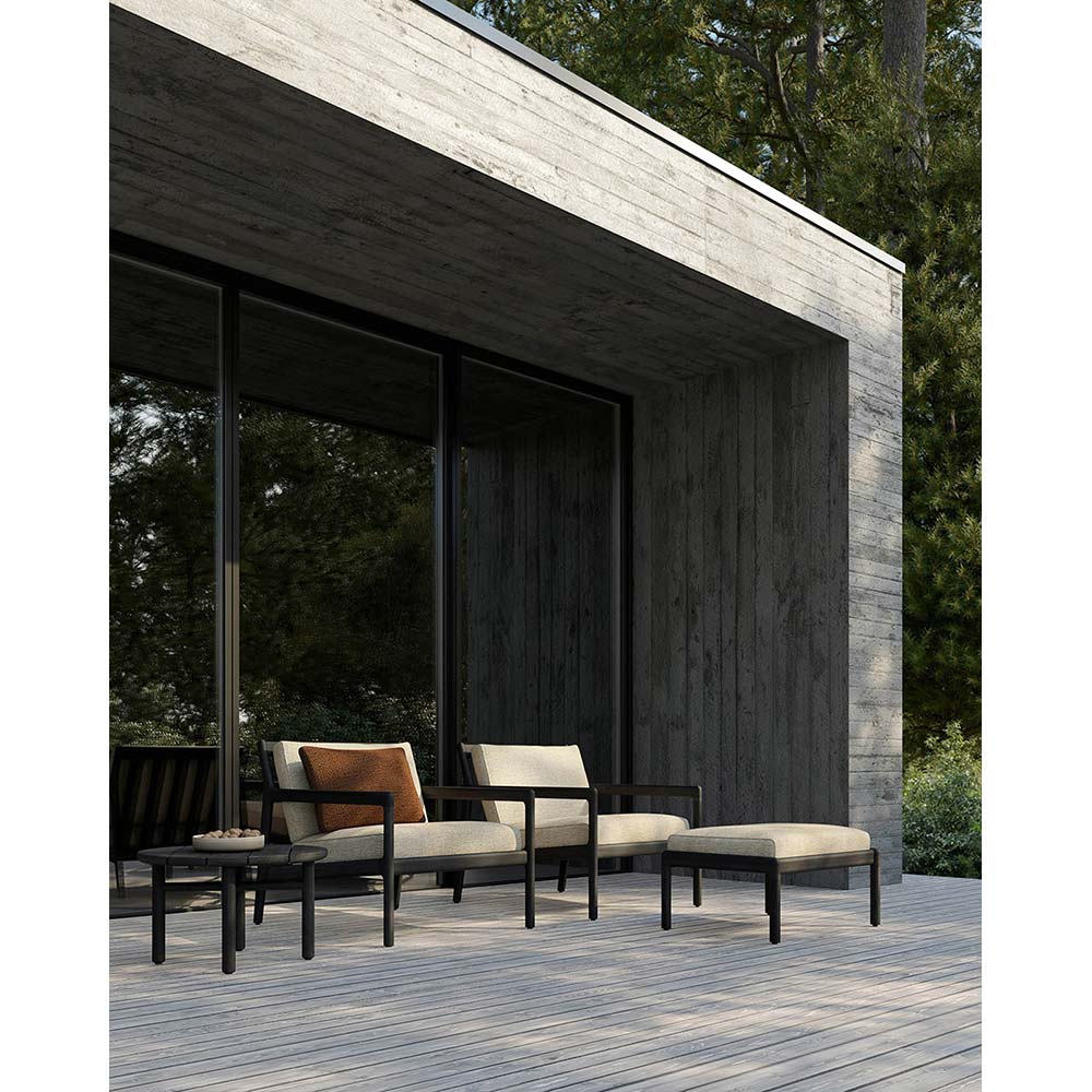 Jack Outdoor Footstool - Black Teak, Natural - Image 5