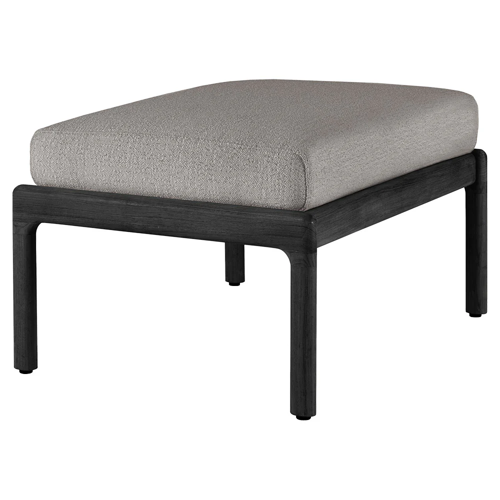 Jack Outdoor Footstool - Black Teak, Mocha - Image 2