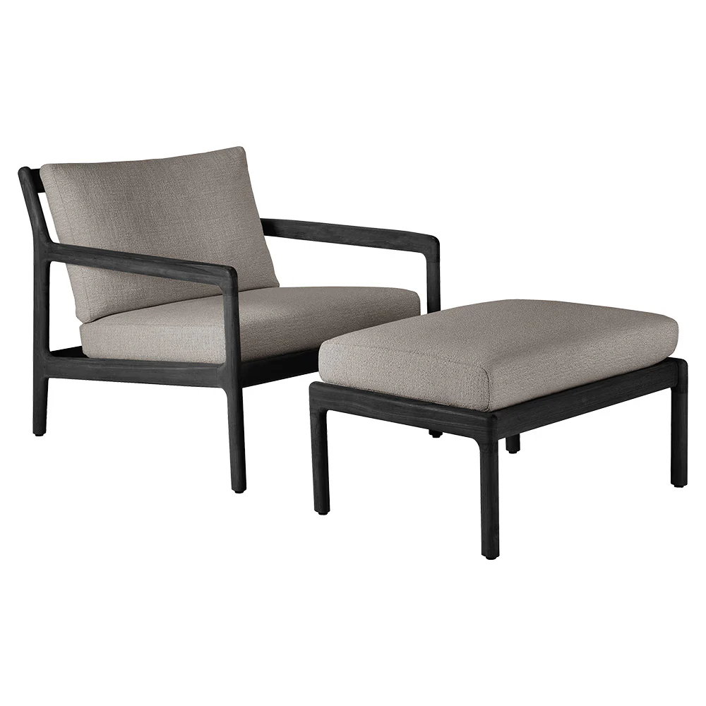 Jack Outdoor Footstool - Black Teak, Mocha - Image 3