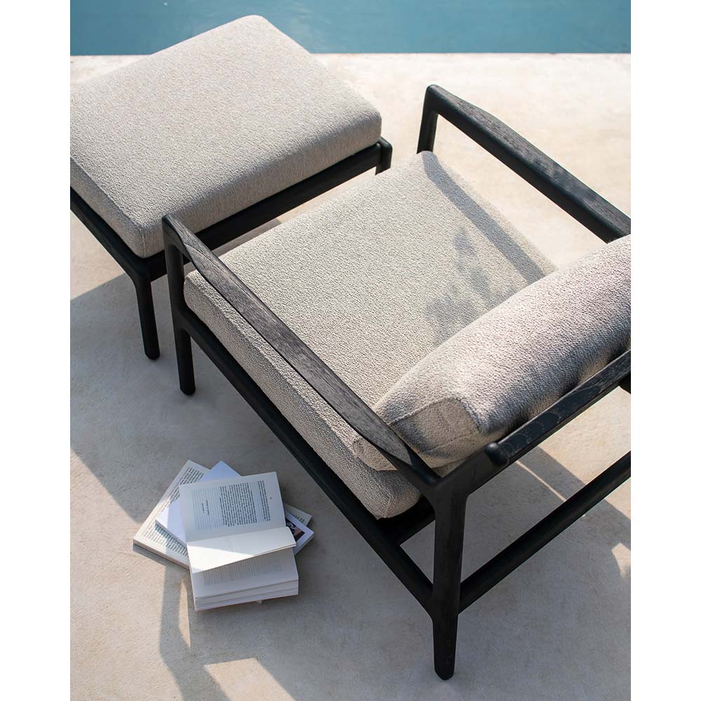 Jack Outdoor Footstool - Black Teak, Mocha - Image 5