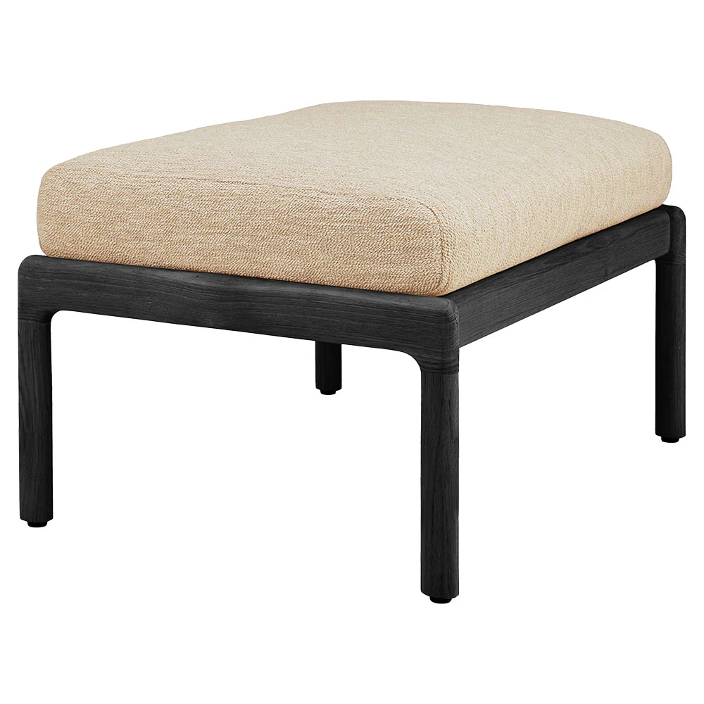 Jack Outdoor Footstool - Black Teak, Natural - Image 2