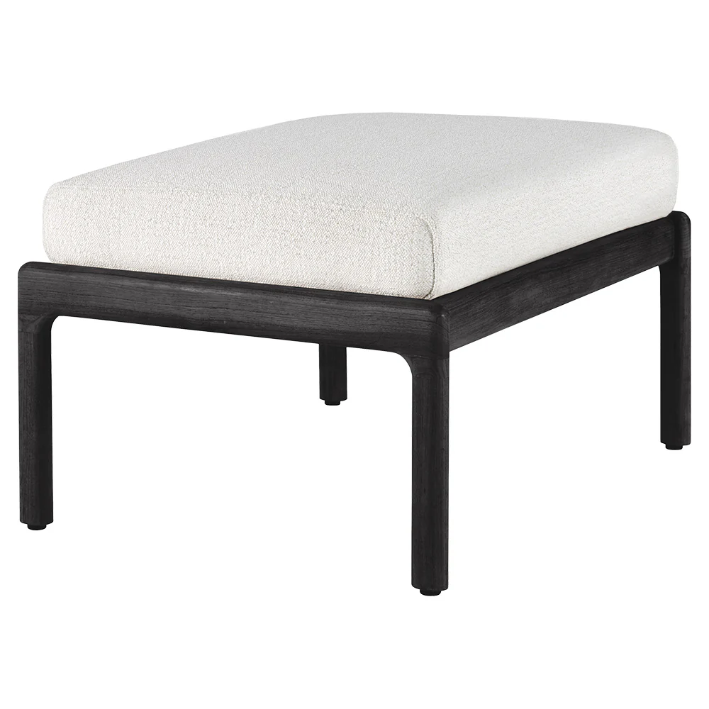 Jack Outdoor Footstool - Black Teak, Off White - Image 2