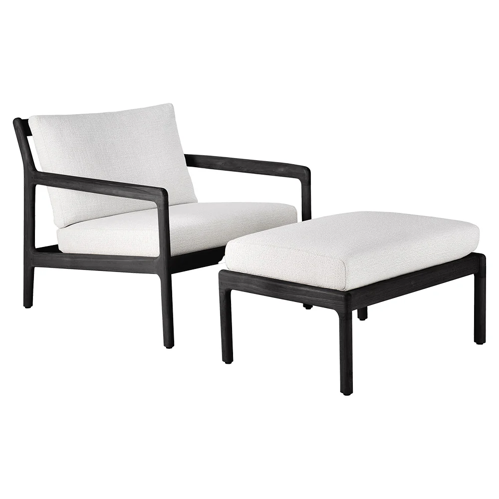 Jack Outdoor Footstool - Black Teak, Off White - Image 3