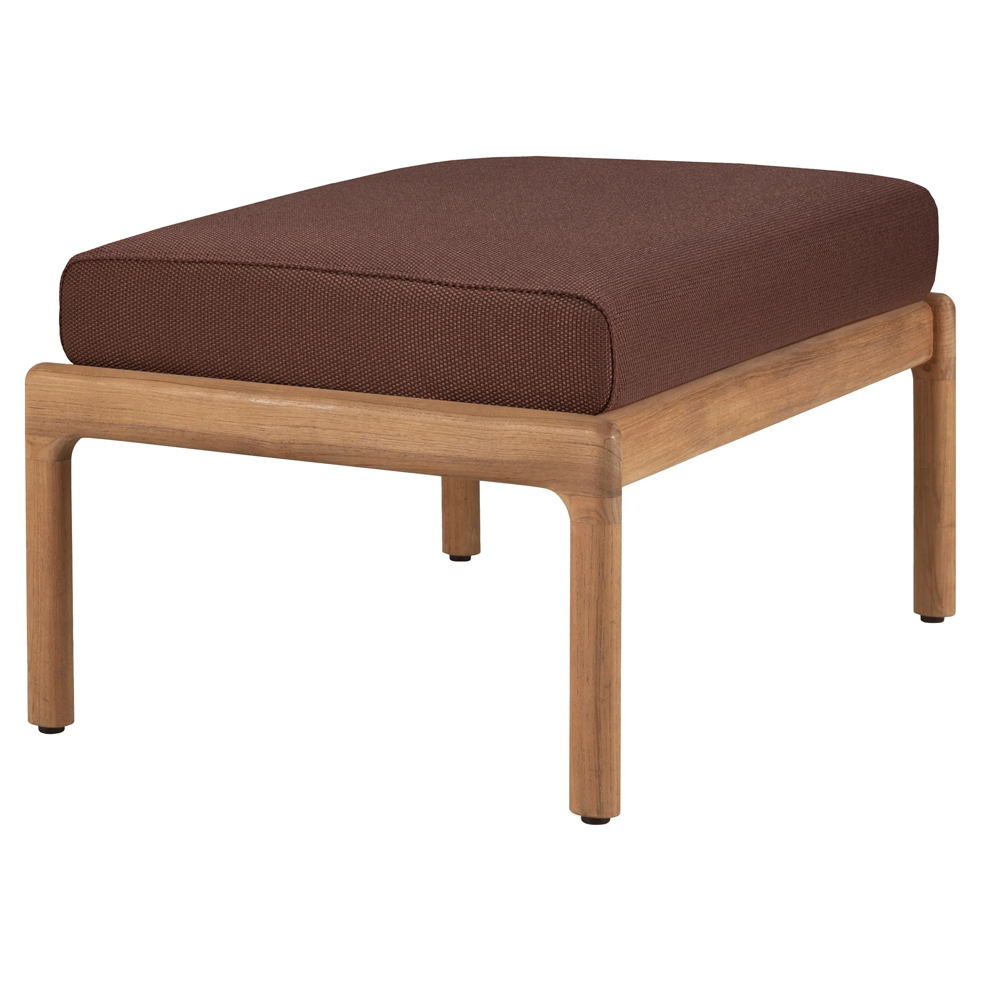 Jack Outdoor Footstool - Teak, Burgundy - Image 2