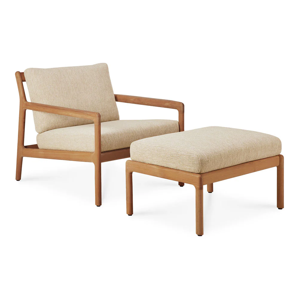 Jack Outdoor Footstool - Teak, Natural - Image 4