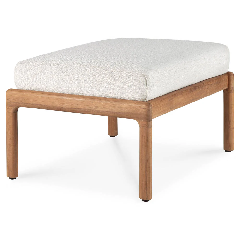 Jack Outdoor Footstool - Teak, Off White - Image 2