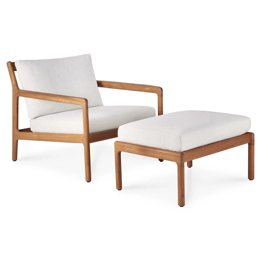 Jack Outdoor Footstool - Teak, Off White - Image 4