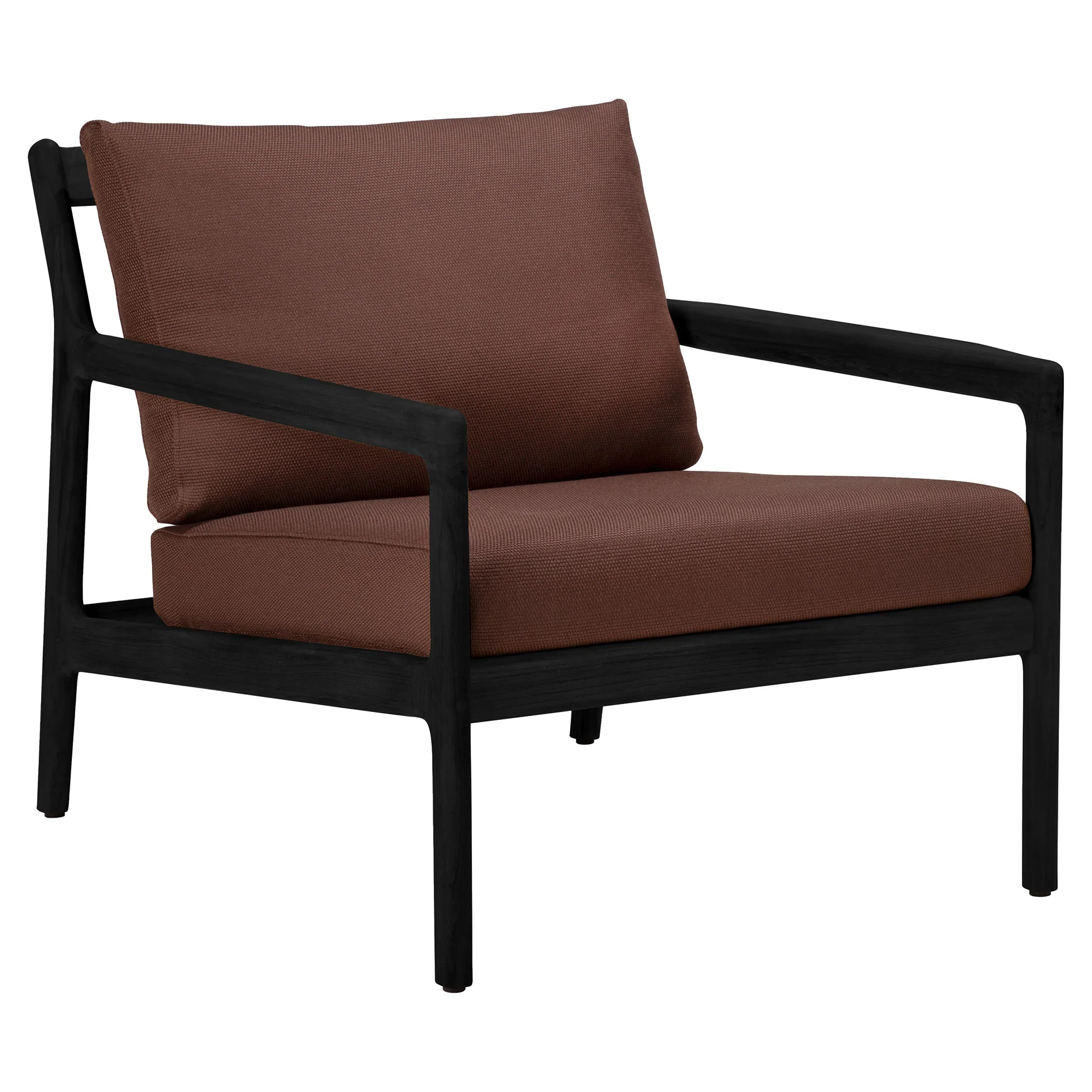 Jack Outdoor Lounge Chair - Black Teak, Burgundy