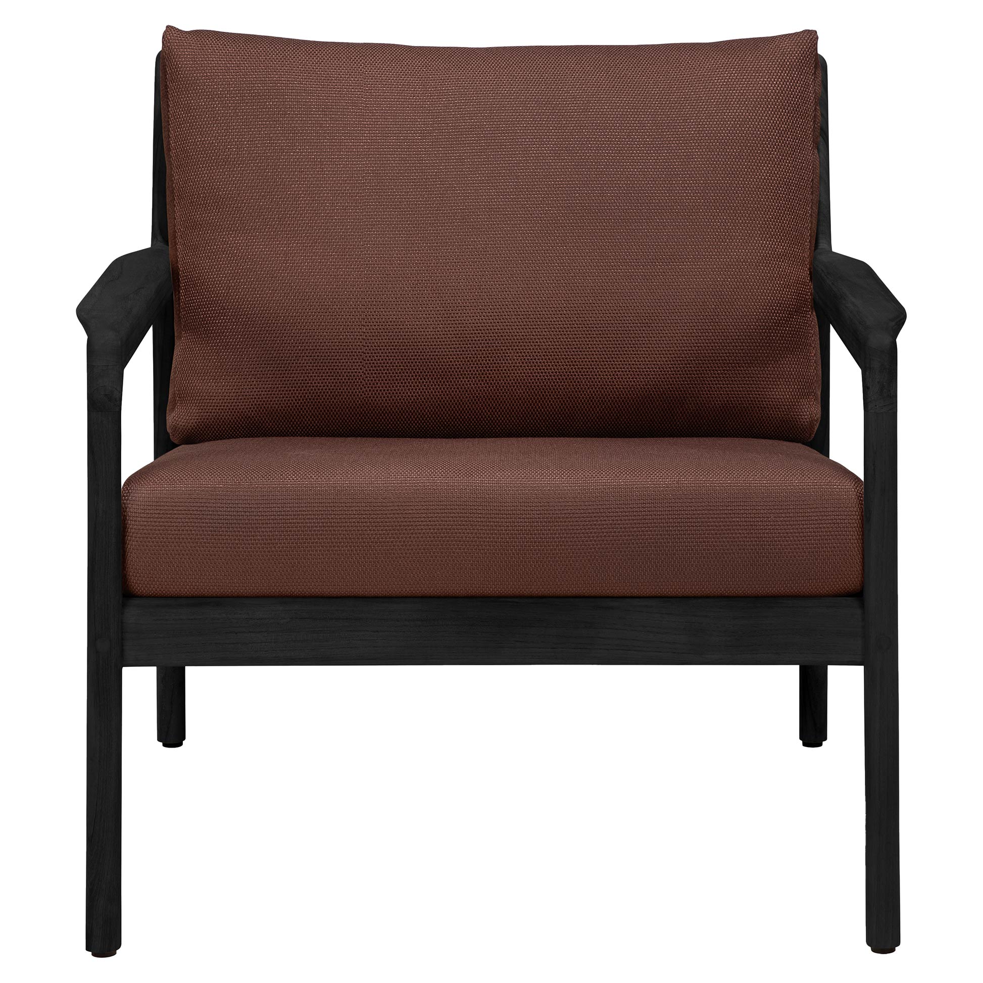 Jack Outdoor Lounge Chair - Black Teak, Burgundy - Image 2