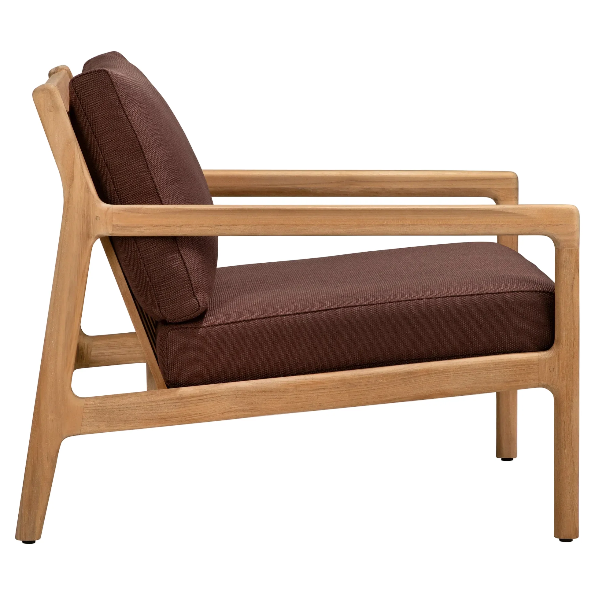 Jack Outdoor Lounge Chair - Teak, Burgundy - Image 3