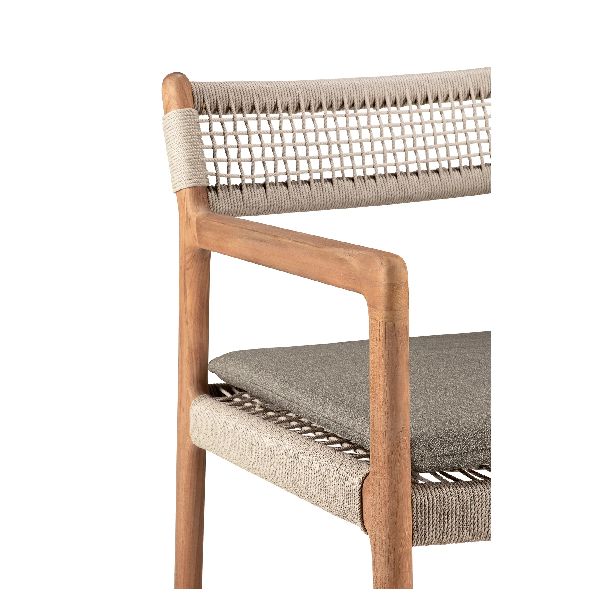 Jack Woven Outdoor Dining Chair With Armrest - Silt Cushion - Image 6
